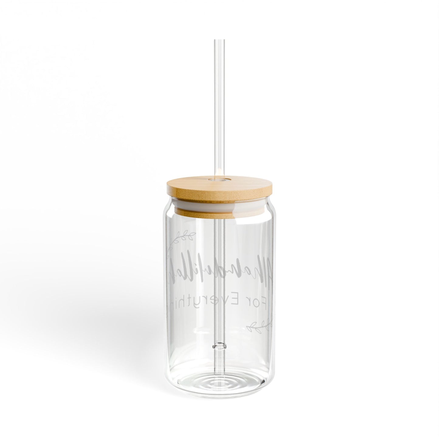 "Alhamdulillah for Everything" - 16oz Handcrafted Sipper Glass with Bamboo Lid Elegant Drinkware