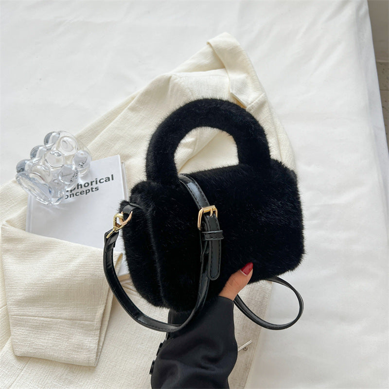 Elegant Faux Fur Mini Handbag with Crossbody Strap