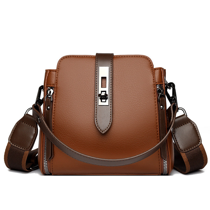 Soft Leather Bucket Large Capacity Handbag Crossbody Bag