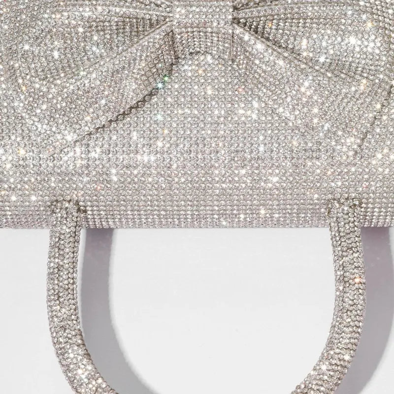 Elegant Rhinestone Crystal Bow Evening Clutch Handbag – Sparkling Formal Party Purse for Weddings, Proms, and Special Events