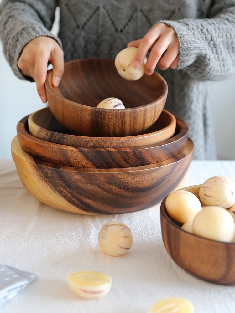 Belvoir Handcrafted Wooden Serving and Decorative Bowls – Elegant, Natural Wooden Bowls for Kitchen, Dining, and Home Decor