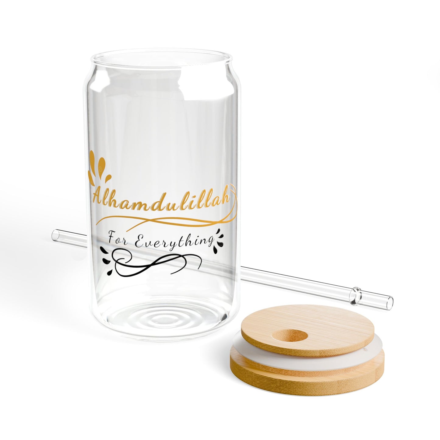 Alhamdulillah for Everything Sipper Glass - 16oz Motivational Drinkware with Bamboo Lid