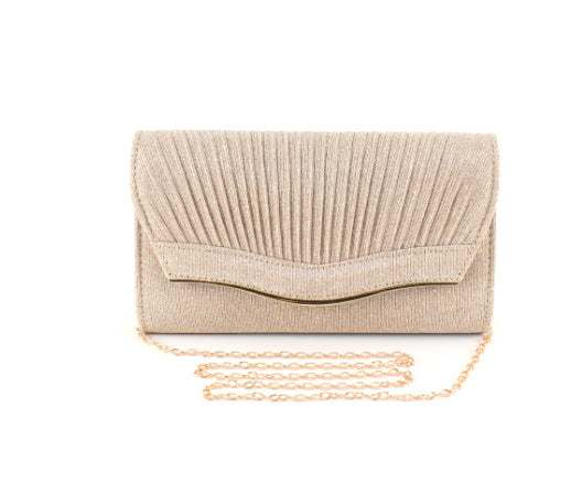 Elegant Pleated Evening Clutch with Chain Strap Bag for Women