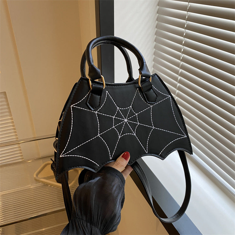 Women's Halloween Spider Web Saddle Crossbody Bag - Stylish Spider Web Stitching Handbag with Handle