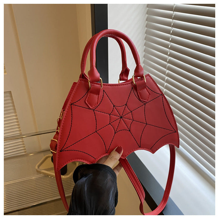 Women's Halloween Spider Web Saddle Crossbody Bag - Stylish Spider Web Stitching Handbag with Handle