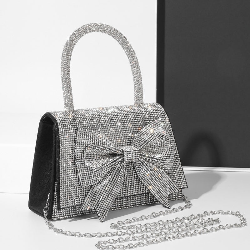 Elegant Rhinestone Crystal Bow Evening Clutch Handbag – Sparkling Formal Party Purse for Weddings, Proms, and Special Events