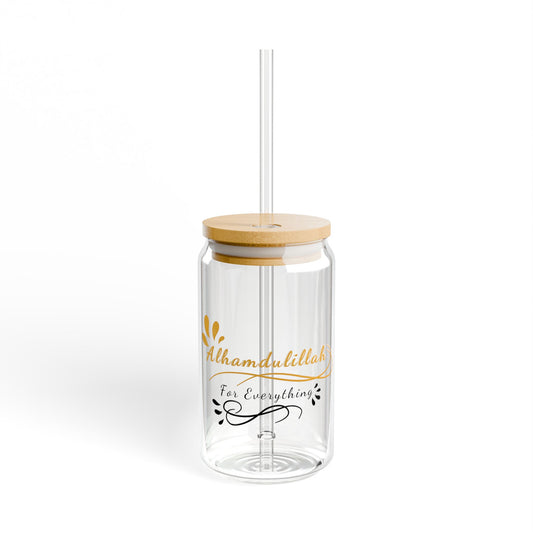 Alhamdulillah for Everything Sipper Glass - 16oz Motivational Drinkware with Bamboo Lid