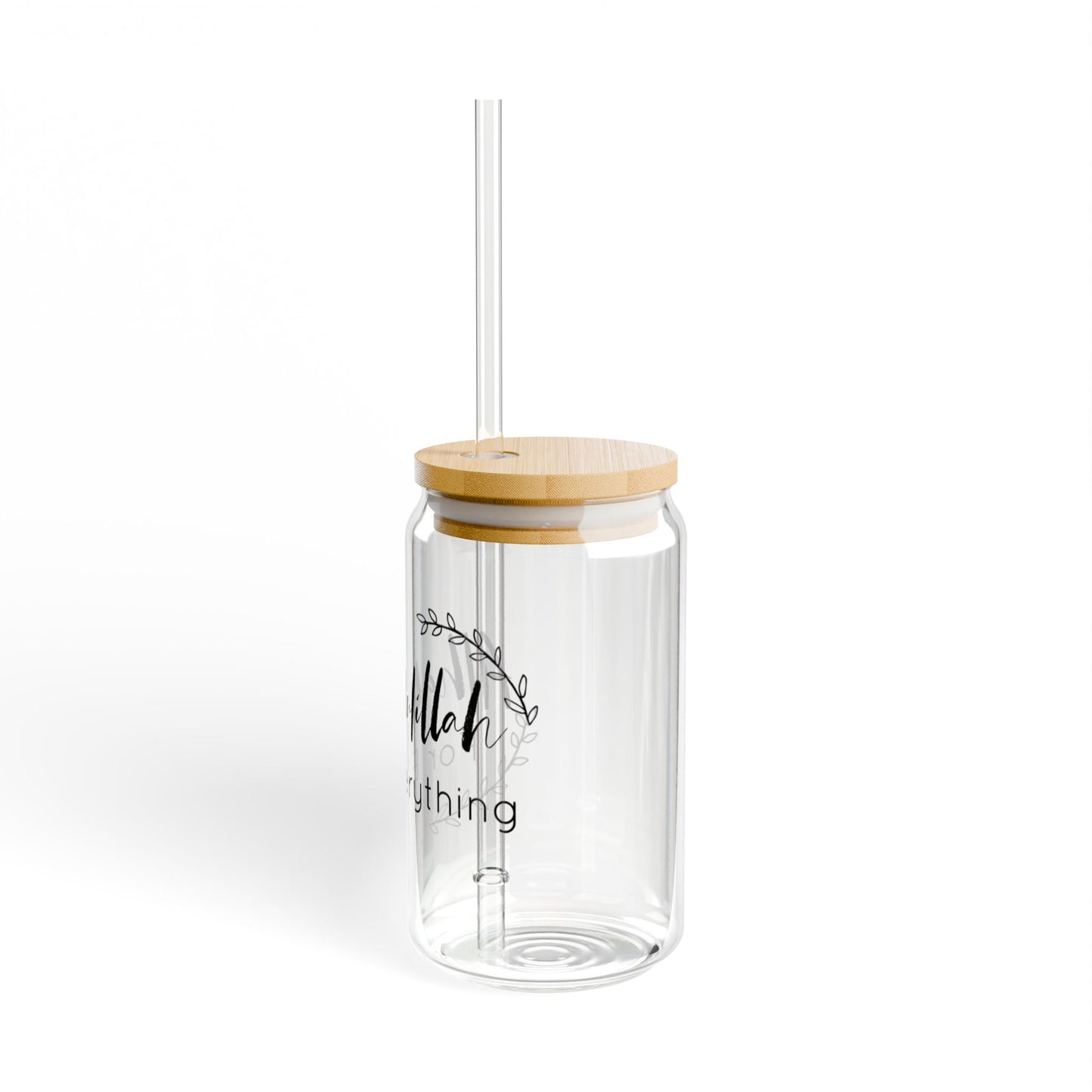 "Alhamdulillah for Everything" - 16oz Handcrafted Sipper Glass with Bamboo Lid Elegant Drinkware