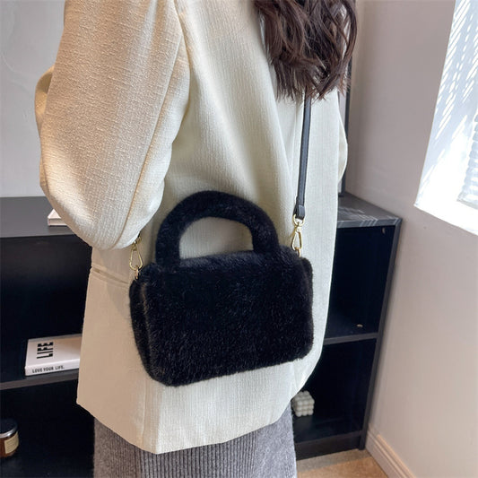 Elegant Faux Fur Mini Handbag with Crossbody Strap