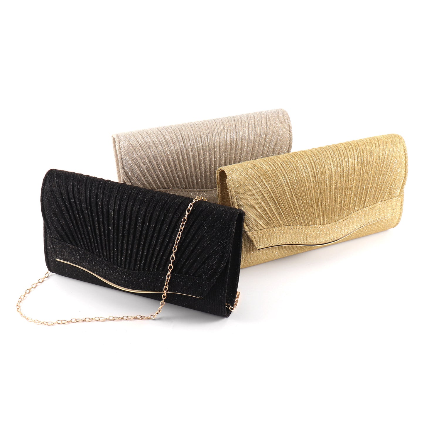 Elegant Pleated Evening Clutch with Chain Strap Bag for Women