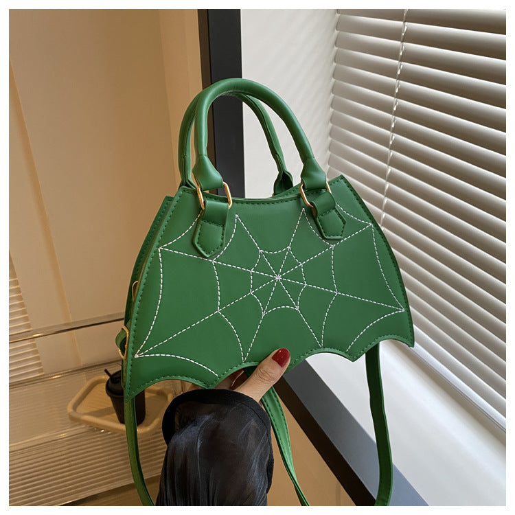 Women's Halloween Spider Web Saddle Crossbody Bag - Stylish Spider Web Stitching Handbag with Handle