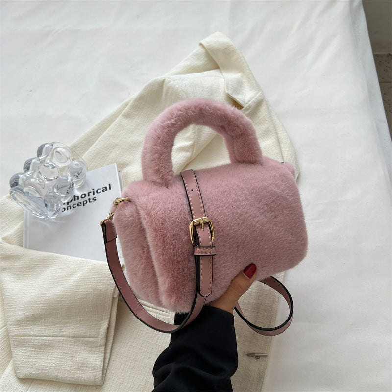 Elegant Faux Fur Mini Handbag with Crossbody Strap